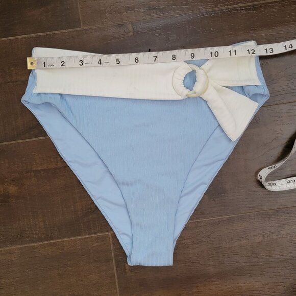 NEW Onia Biknin Bottom Womens S High Cut Ribbed Blue White Retro Pastel - Picture 7 of 9
